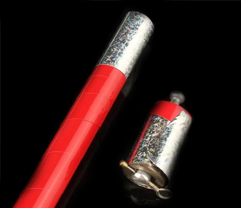 110 см длина металлическая появляющаяся трость красочная волшебная палочка Трюки крупным планом Иллюзия шелк волшебная палочка реквизит - Цвет: Красный