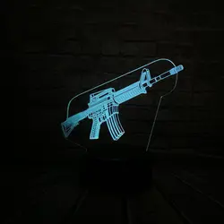 3D светодиодный лампа 7 цветов Изменение Оптическая иллюзия мальчик игрушечный пистолет декоративное Настроение лампы детский стол Декор