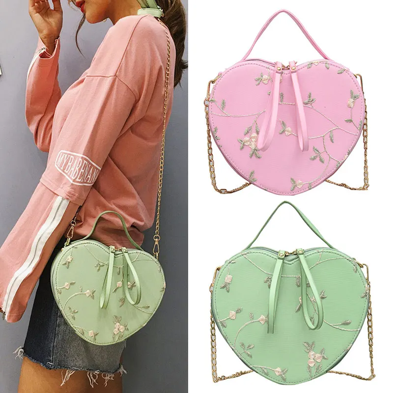 

Women Lady Girl Shoulder Crossbody Bag Heart Shape Chain Small For Mobile Phone Best Sale-WT