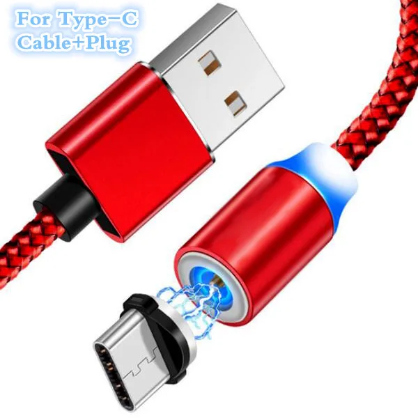 Магнитный кабель Micro USB для iPhone 6 7 8 X Xiaomi Android кабель Micro USB Магнитная Зарядка для samsung S9 type C зарядный провод - Тип штекера: For Type c red