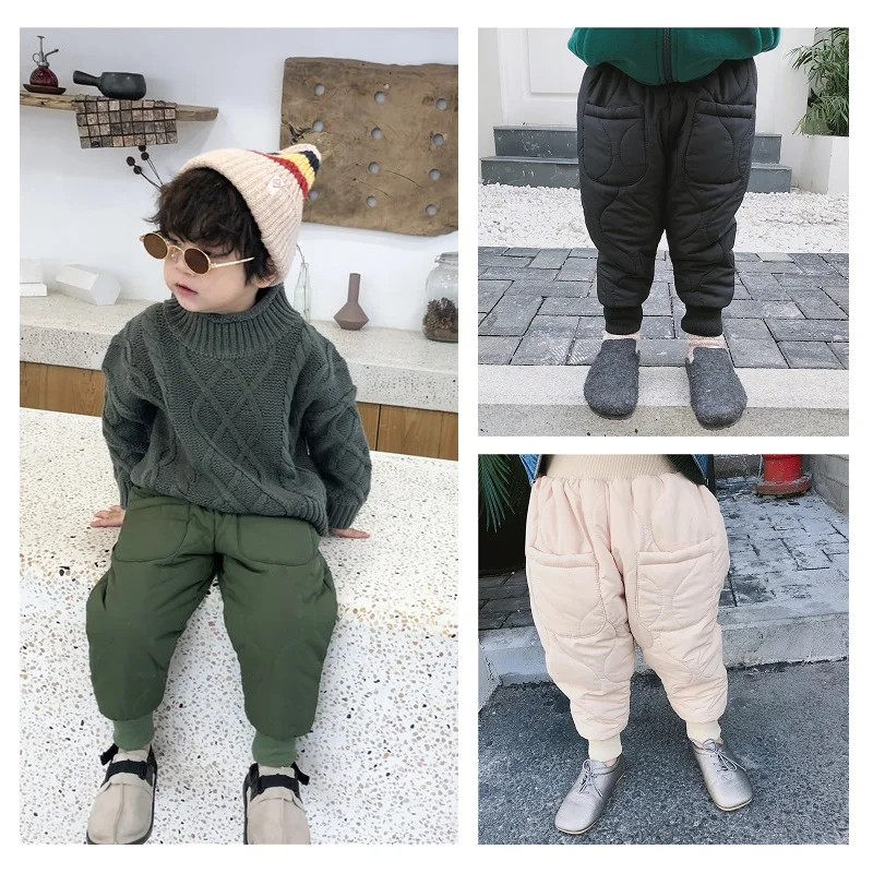 Bobo elegir joggers chicos niños Otoño Invierno pantalones niños y niñas bebé de algodón acolchado cálido pantalones de los niños de la moda ropa|Pantalones| - AliExpress