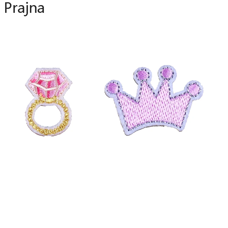 

Prajna Small Diamond Crown Patch Cute Sewing Patch Embroidered Patches Crown Ring Cartoon Iron On Patches For Clothes Stripes