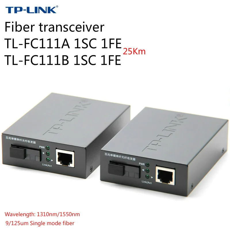 

TP-Link Fiber transceiver Optical fiber Fast Fiber converter10/100M Singlemode SC Single fiber 25km ( TL-FC111A/TL-FC111B)