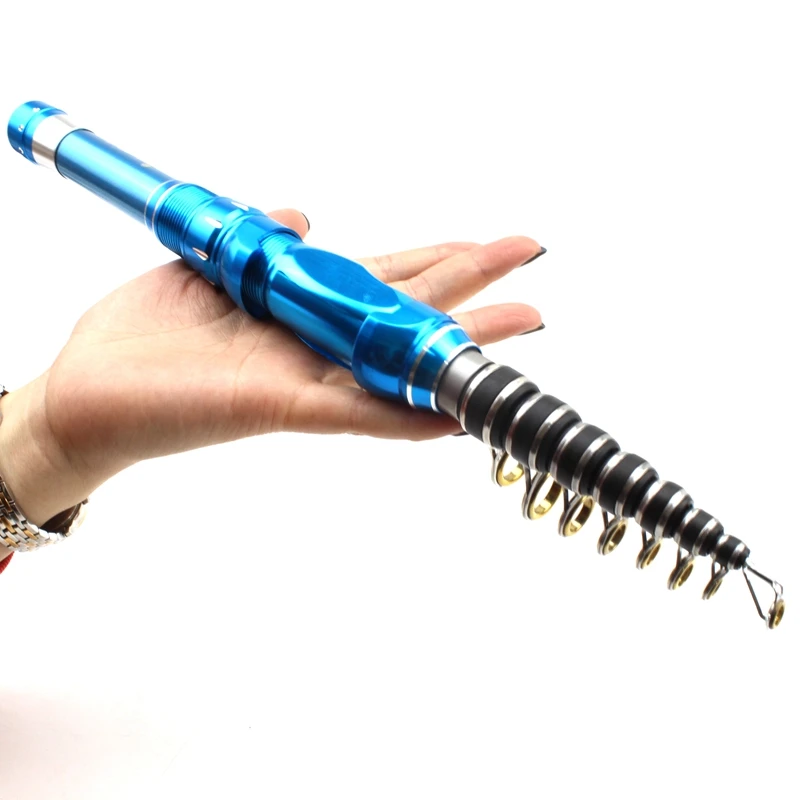 Vara de Pesca Telescópica de Fibra de Carbono Haste de Fiação Vara de Viagem de Pesca Nova Promoção! Azul 1.8m 2.1 Ultra-curto Super Difícil 1.5 m 17 2.1 m haste de fiação ultra-curto super