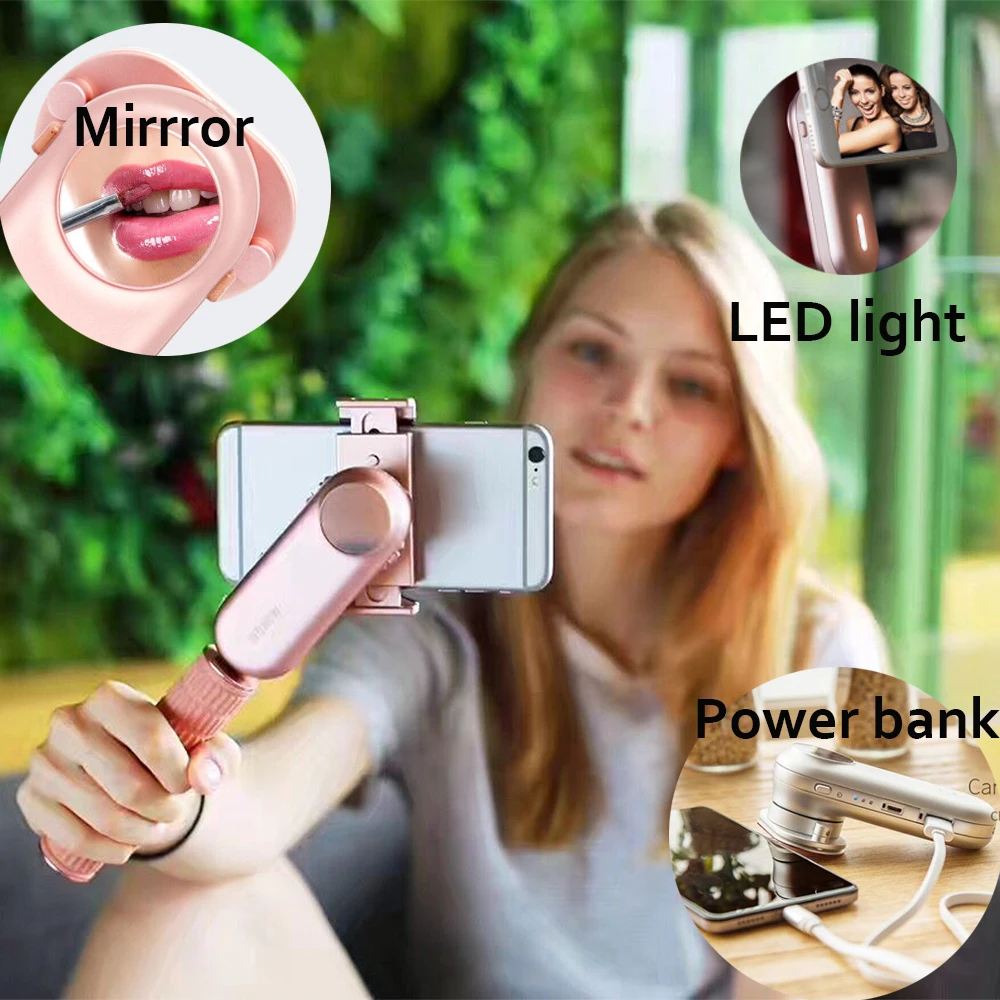 

WeWow Fancy 1aixs Handheld Stabilizer for Samsung Xiaomi iPhone Smartphone gimbal as Power Bank Mirror LED light Selfie stick