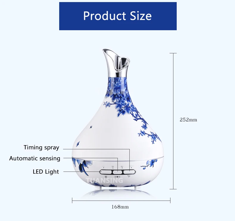 TUANSING новейший синий и белый фарфоровый Ароматический диффузор 300 мл увлажнитель воздуха диффузор эфирного масла Ароматерапия тумана