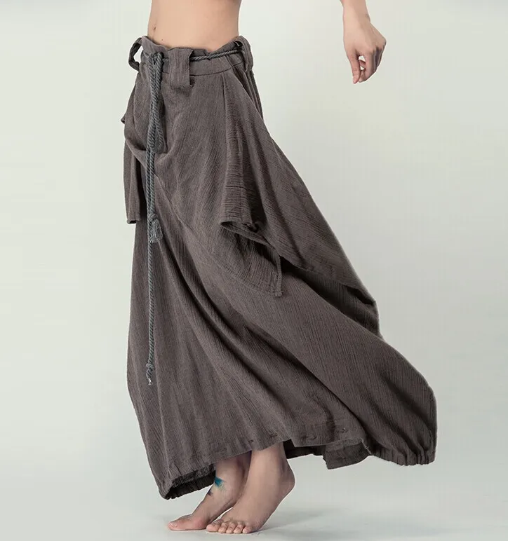 Jiqiuguer Женские брюки из хлопка и льна размера плюс, Свободные повседневные штаны-шаровары, летние широкие брюки L142K008 - Цвет: grey