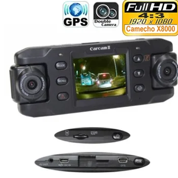 

Dual Lens Car Camera Two Lens Vehicle DVR Dash Cam Loop Recorder GPS Tracker Tracking G-sensor Twins Cam DVR