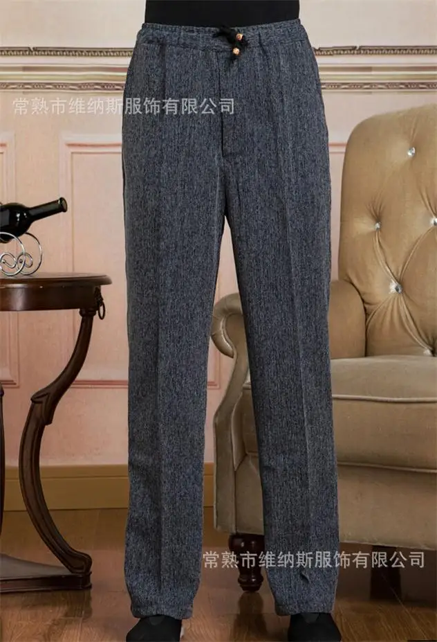 Светло-серые китайские мужские льняные брюки кунг-фу повседневные брюки для активного отдыха Размер M L XL XXL XXXL 2505-3 - Цвет: dark gray