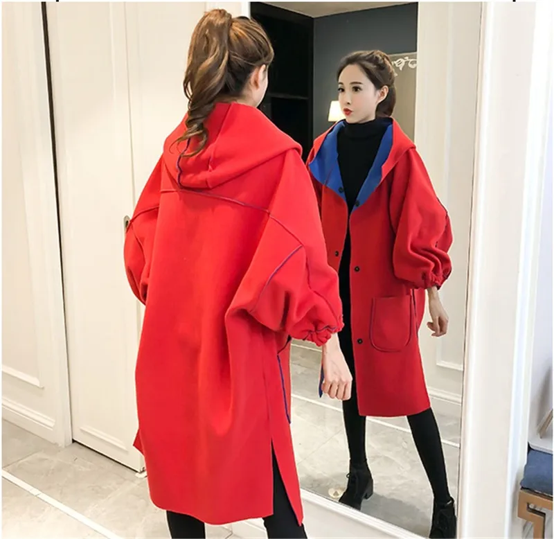 Clearance Woolen Jacket Female Fashion Long Two Sides Wear Wool Coat Winter Loose Large Size Bat Sleeve Casual Jacket Pregnant Women Coats 19