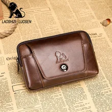 LAOSHIZI LUOSEN Мужские поясные сумки, Кожаная поясная сумка, поясная сумка, Мужская набедренная сумка из натуральной кожи