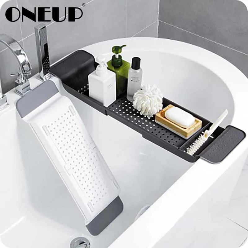 

ONEUP Bathtub Storage Rack Expandable Holder Bathroom Shelf Kitchen Sink Drain Holder Multifunctional Bathroom Accessories