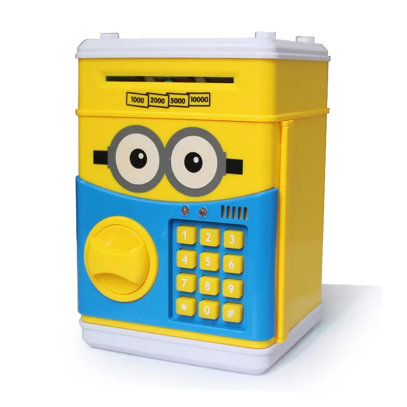 alcancia Large Piggy Bank Safe ATM Bank Saving Box Music Money Box Electronic Piggy bank kitty Cat Paper Money Cash Coin Bank - Цвет: minionsA