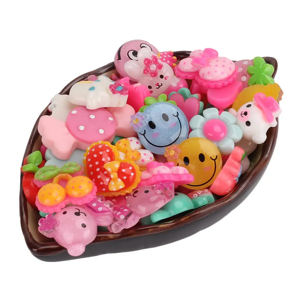 

50pcs Cartoon Animal Fruit Resin Flatback Children Kids Flat Back Accessory Craft Fairy Miniature Home Decor Terrarium Figurine