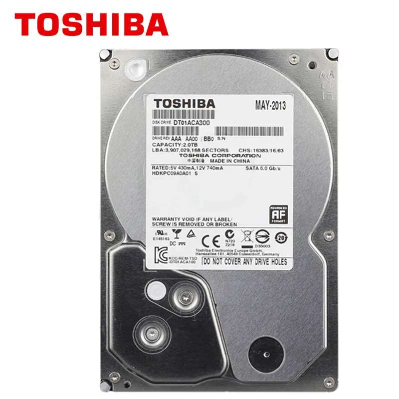 

TOSHIBA 3TB Internal Hard Disk Drive SATA3 6Gb/s HDD HD 7200RPM 3.5" 64MB for Desktop PC DT01ACA300