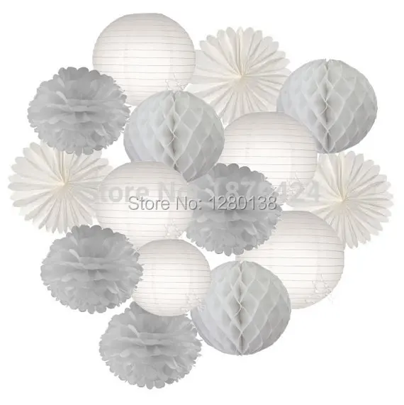 Wedding Party Paper Decoration White Honeycomb Flower Fan Wedding Party Paper Decoration White Honeycomb Flower Fan Tissue Pom Poms