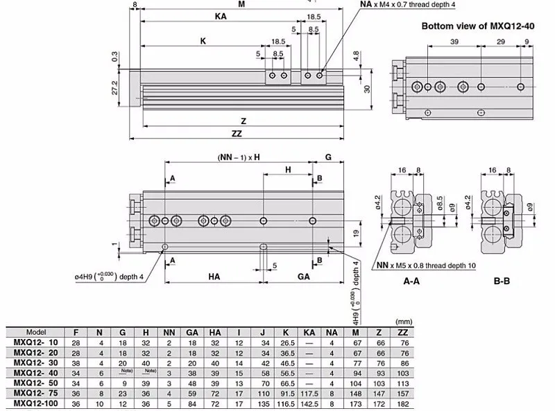 MXQ Pneumatic Sliding Cylinder 6