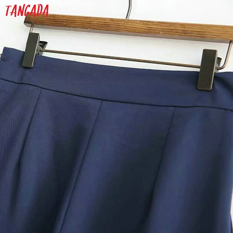 Tangada темно синие брюки кюлоты синие кюлоты кюлоты с высокой талией брюки с завышенной талией офисные брюки повседневные брюки хлопковые брюки стильные кюлотыXD449