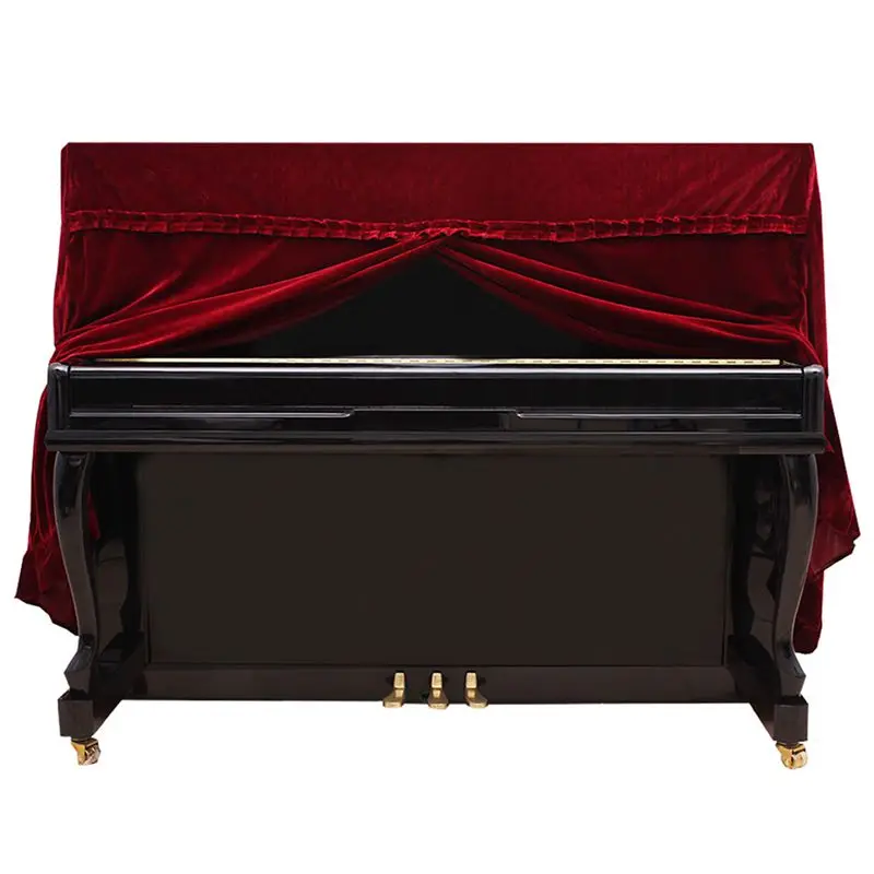 Практичный полный Чехол для пианино pleuche украшен макраме для универсального вертикальное фортепиано красного цвета