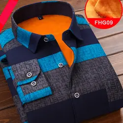 2018 модные Для мужчин уменьшают рубашки осень и зима утолщение теплый плед 18 Цвета мужской социальной рубашка Костюмы Размеры L-4xl Qc013