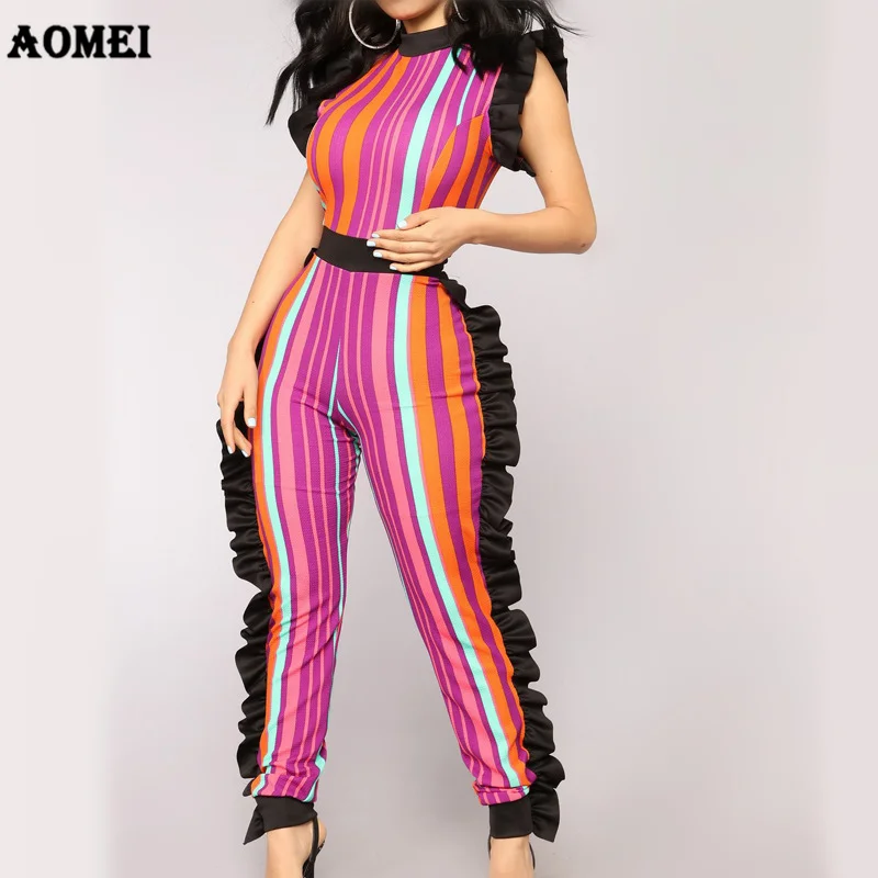 JLZXSY 2018 Spring Summer Sexy Striped Print Playsuits