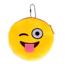 Jasmine Plush Soft Emoticon Round Coin Purse Emoji Chain Wallet Gift 0105 drop shipping
