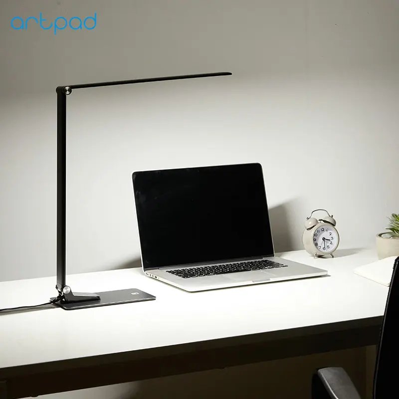 Black White Modern Led Desk Lamp With Usb Port For Charging Phone