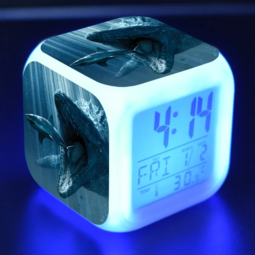 

Jurassic World Cartoon Alarm Clock Kids Toys Led Reloj Despertador Digital Clock Electronic Wake Up Light Table Reveil Wekker