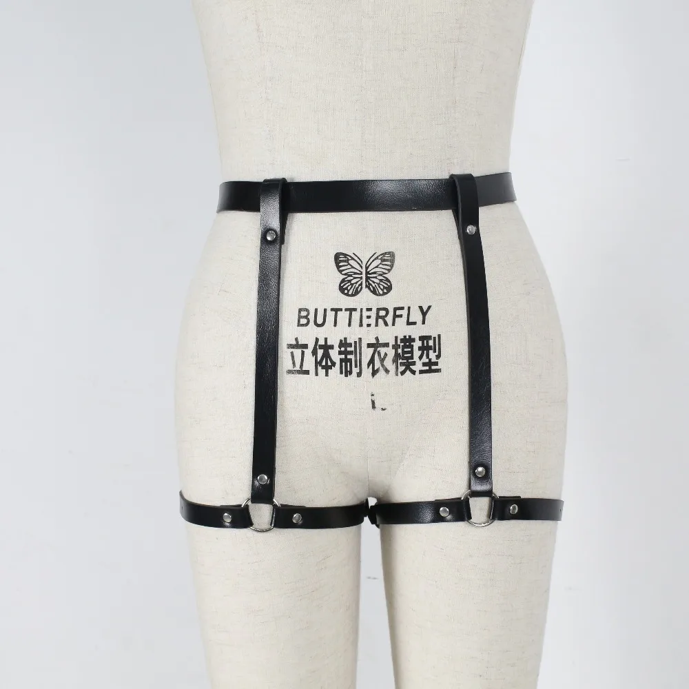 

2019 Women Classic Leather Harness Garter Belt For Woman Punk Gothic Stocking Waist to Leg Bondage Suspender Straps Accessories