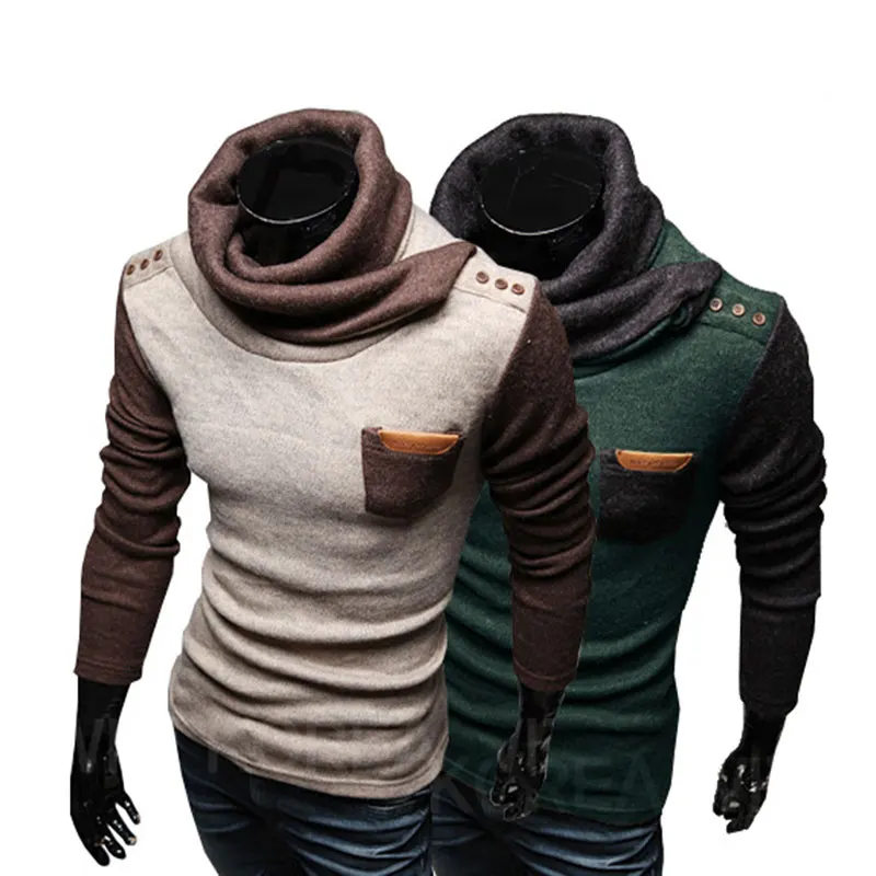 New European Men Sweaters Smart Patchwork Knitting Sweater Spring Men
