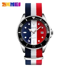 SKMEI Reloj de Los Amantes Relojes Hombres Y Mujeres Moda Casual Correa De Nylon 30 M Impermeable Color Múltiple de Cuarzo Relojes de Pulsera 9133