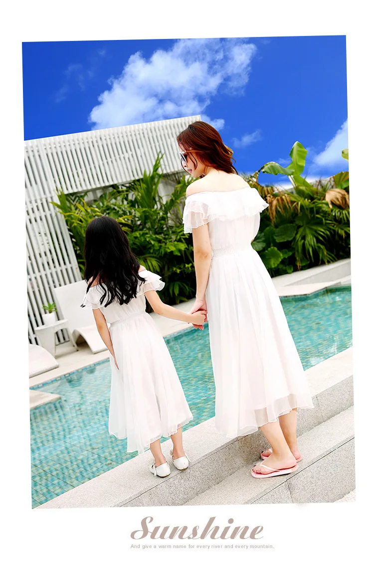 Summer mother daughter dresses sleeveless dress woman girl shoulder-straps dress
