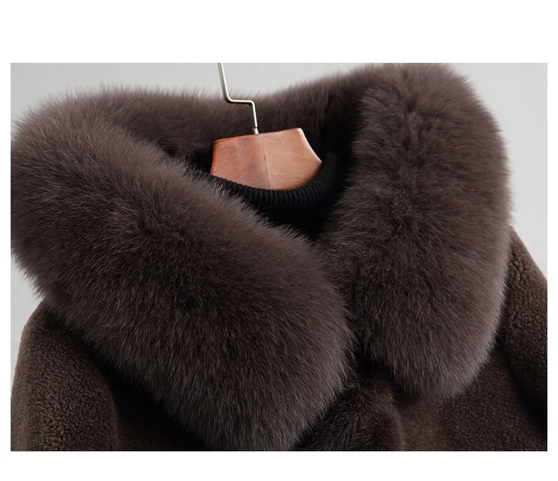 AYUNSUE, женские куртки из овечьей шерсти, Натуральная шерсть, шуба, женские длинные зимние пальто, натуральный Лисий мех, с капюшоном, 18179 YQ2033