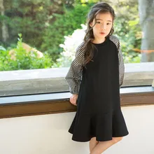 school lantern sleeve cotton dress teenager girl plaid patchwork kids dresses for girls 10 14 12 9 4 years autumn spring winter