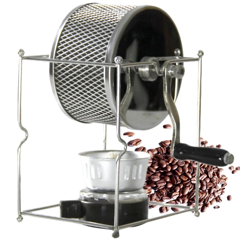  Stainless Steel Coffee Roaster Manual Hand-Operated Rotary Gas Alcohol Stove Bean Baking Maker Espr