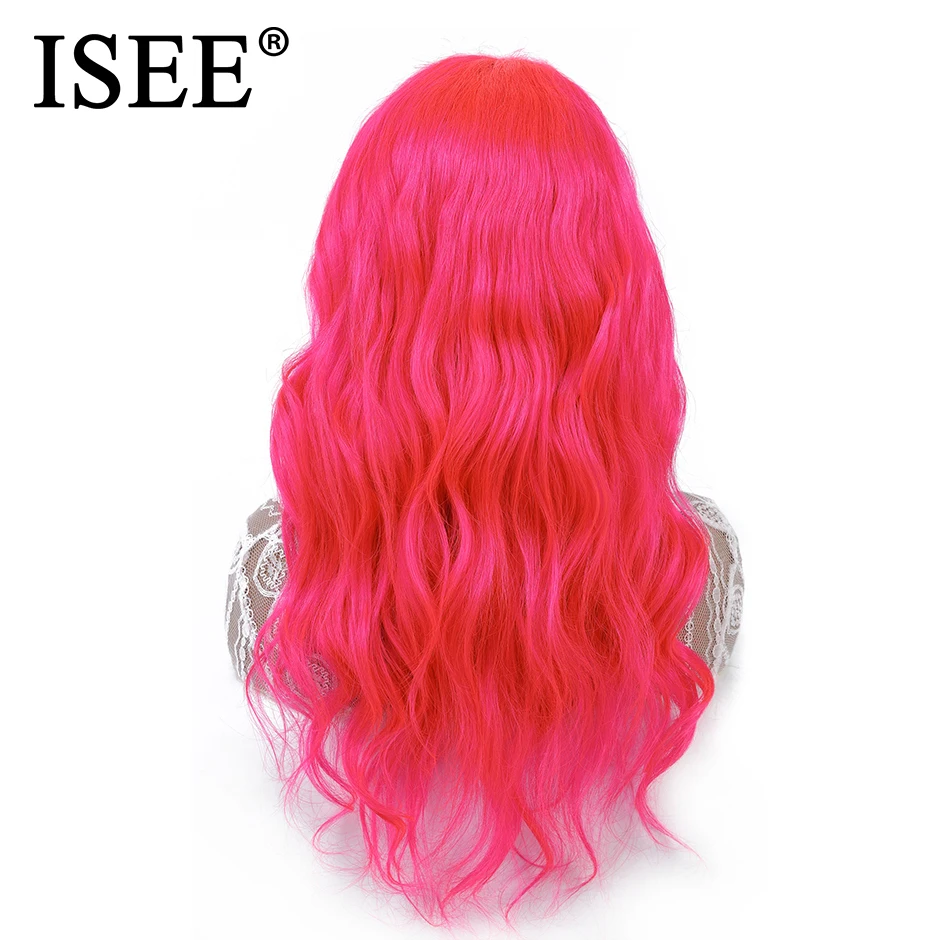 

Brazilian 613 Blonde Body Wave Lace Front Wig With Baby Hair Remy Blue Lace Front Human Hair Wigs 150%Density Pink ISEE HAIR Wig