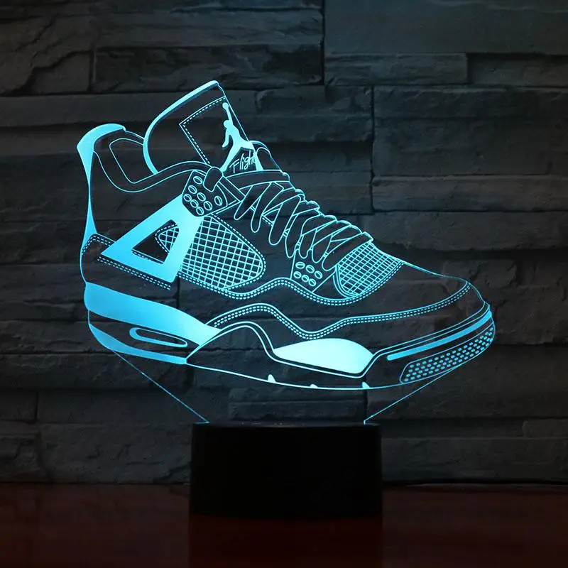 Майкл Джордан 11 кроссовки Ночной светильник Led 3d иллюзия RGB декоративный светильник s ребенок дети настольная лампа спальня Air Jordan обувь для мужчин - Испускаемый цвет: aj 4