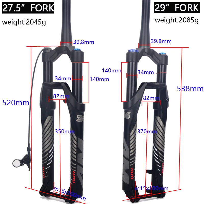 

Alloy MTB Bicycle Fork Supension Air 26/27.5/ 29er Inch Mountain Bike 34 RL140mm Fork For A Bicycle Accessories