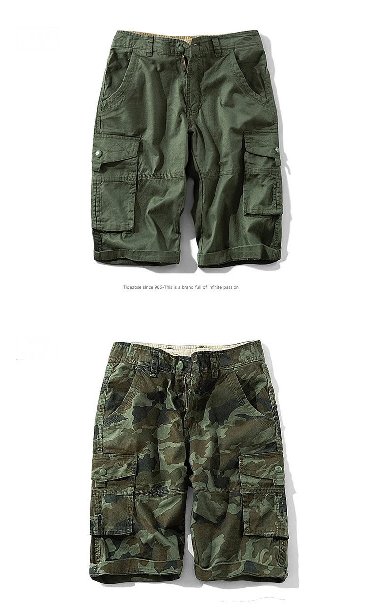 Летние новые мужские шорты Карго, камуфляжные брюки, армейские военные повседневные шорты, хип-хоп хлопковые рабочие мешковатые шорты для мужчин