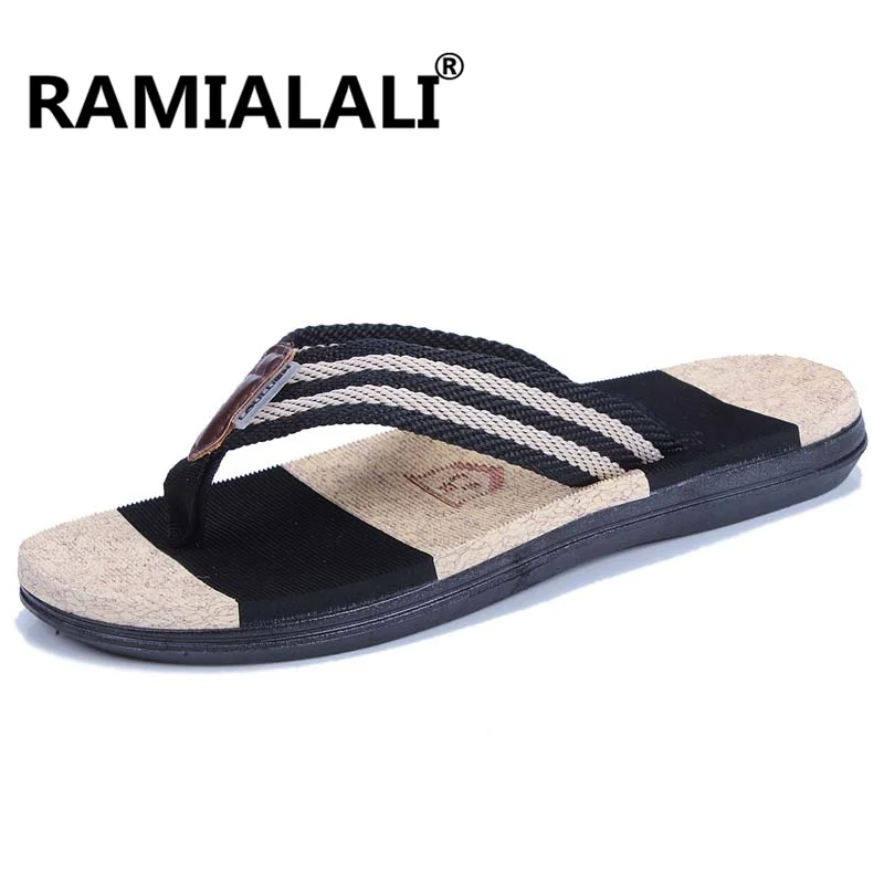 Ramialali/мужские Летние вьетнамки; Мужские Пляжные шлепанцы; zapatos hombre Sapato Masculino; Мужская обувь; шлепанцы - Цвет: Черный