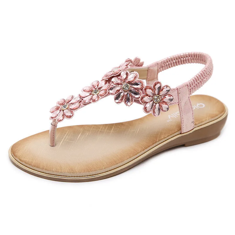 Hot Sale Sandals Flower Crystal Ladies Flip Flops Bohemia Woman Shoes