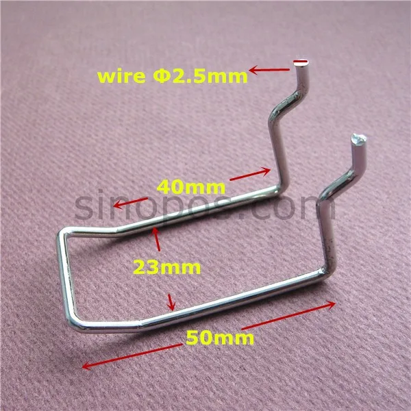 Металлический крюк с двумя зубцами 4-5 см, розничный дисплей хромированные крючки pegboard u-образная проволочная петля slatwall сетка безопасности peghook
