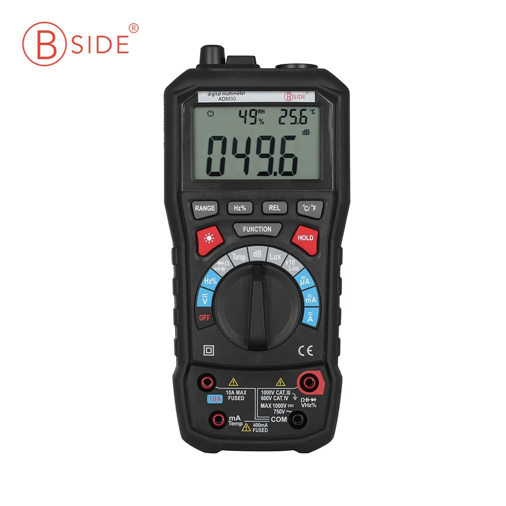 

BSIDE ADM30 AC DC Current Voltage Digital Multimeter Temperature Frequency Lux Humidity Measurer Meter Capacitance Tester