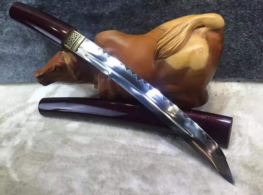 High Quality Japanese Sword T10 Steel Clay Tempered Blade Tanto Short