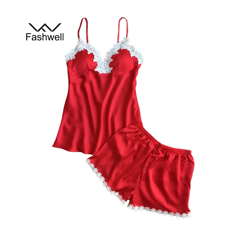 Fashwell новое летнее пикантное Платье Пижама на лямках женский шелковый пояс