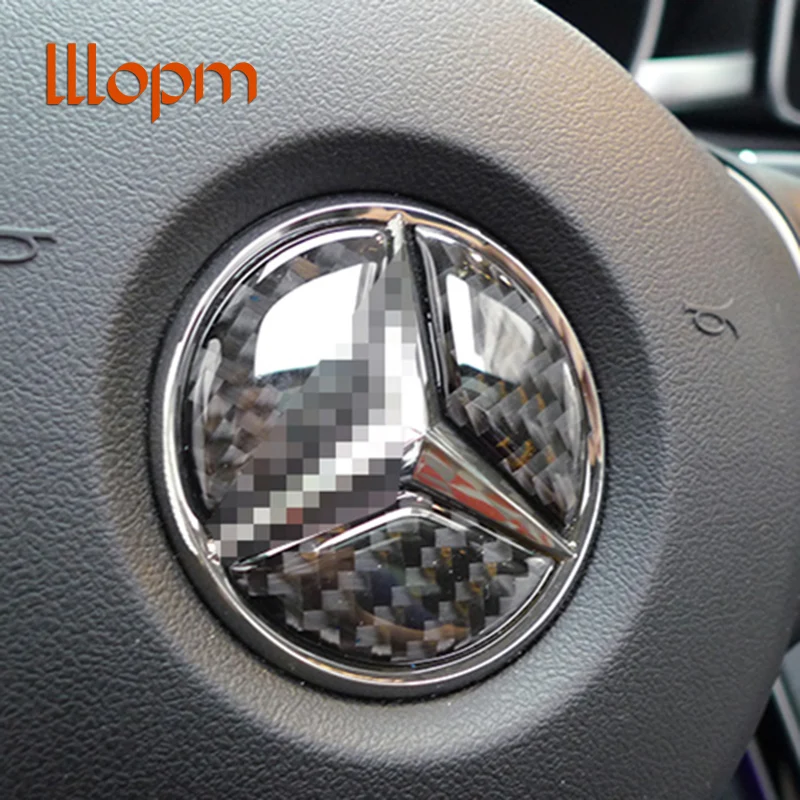 

Car steering wheel Emblem cover sticker carbon fiber style For Mercedes benz A B C E CLA GLA GLC Class W204 W205 W212 W213