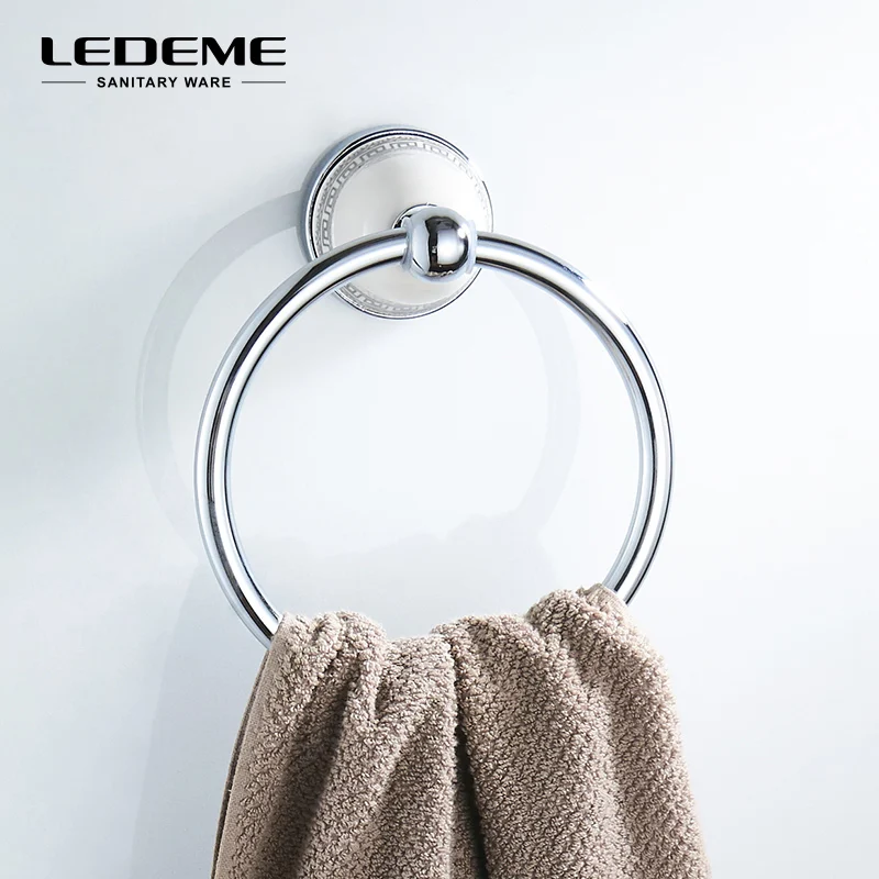 LEDEME Silver Classic Bathroom Bath Towel Ring Holder Towel Rack Towel