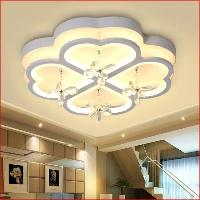 Hot Led Crystal Light Modern Simple Living Room Bedroom Study Hot Led Crystal Light Modern Simple Living Room Bedroom Study Ceiling Lamp Four Leaf Lighting Lu726253