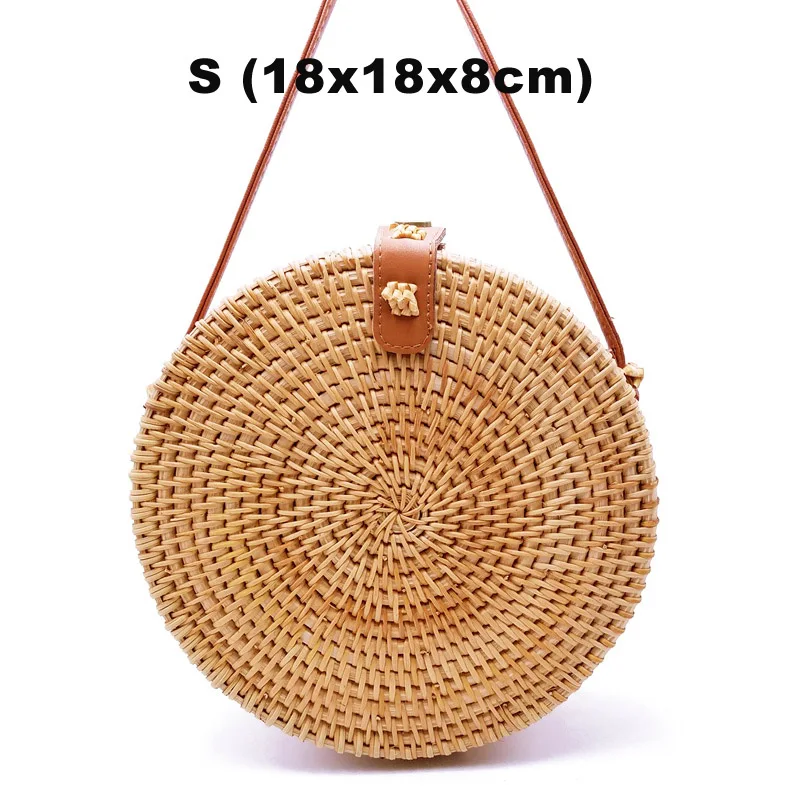 Bohemian Bali Rattan Bags for Women Small Circle Beach Handbags Summer Vintage Straw Bag Handmade messenger bag L26 - Цвет: S (18x8 xiao pi kou)