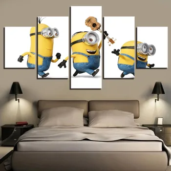 

5 Panel Despitcble Me Minions Cartoon Movie Poster Canvas Printed Painting For Home/Living Room Wall Art Decor Picture Poster